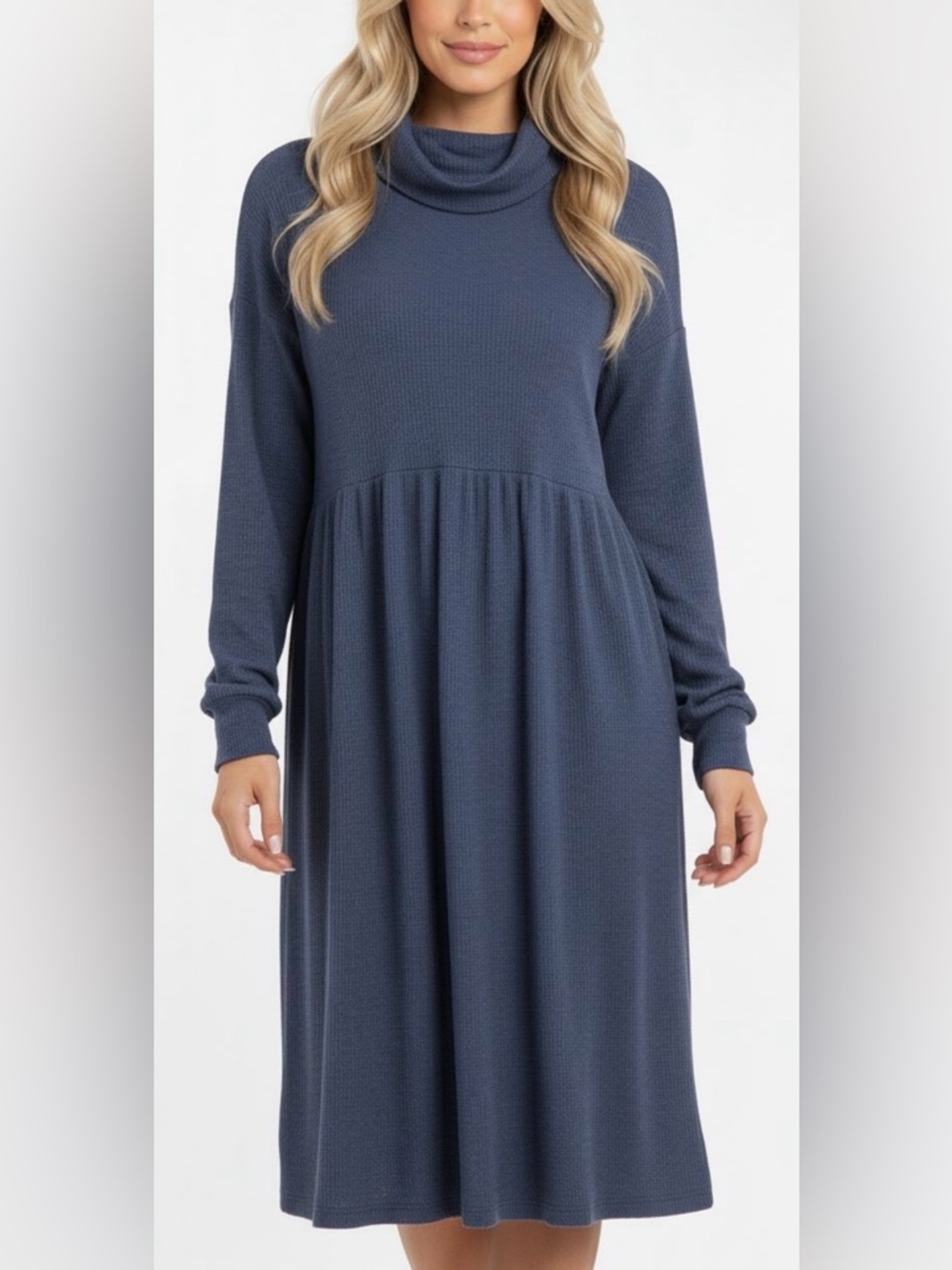 Dolan Anthropologie Alissa Ribbed Navy Maxi Dress Size M Cowl Neck Made in USA